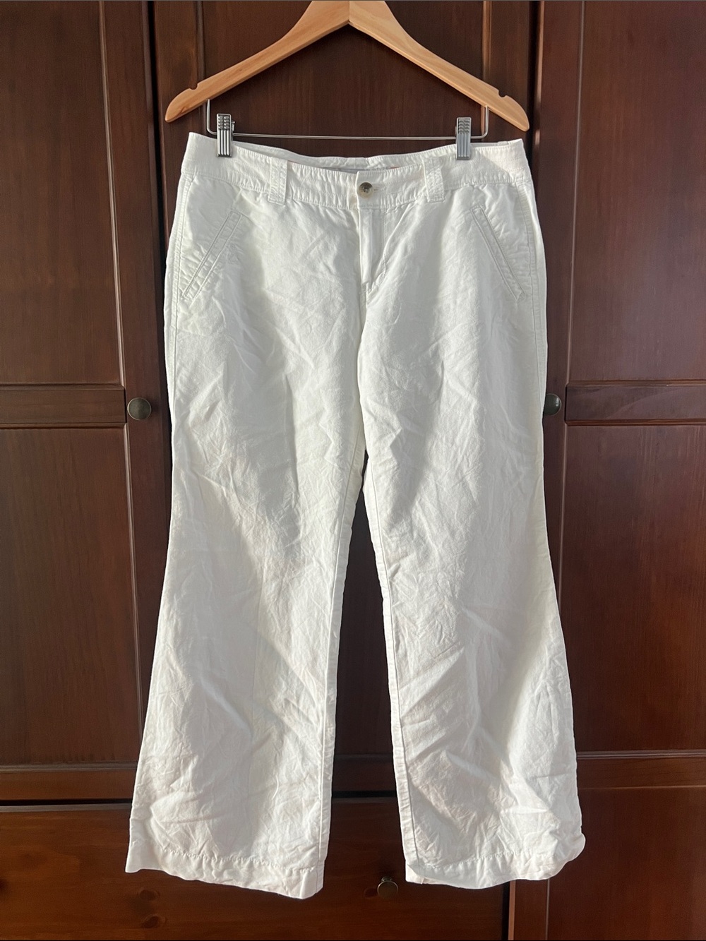 Vintage Low Rise Linen Blend Wide Leg Flare Pants 10 W